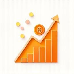 Ícone representando crescimento financeiro, com gráfico e cifrão
