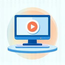 Ícone representando um curso online, com um ícone de play em um monitor
